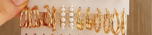 Gold 12PCS Bulk Set Hoop Earrings - Image 4