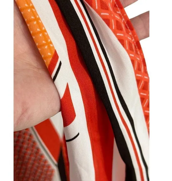 Banana Republic Tie Wrap Geo Skirt Orange White Size 4 - Image 13
