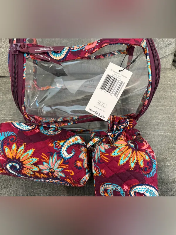 Vera Bradley Plum Floral Clear Travel Cosmetic Bag Set - Image 6