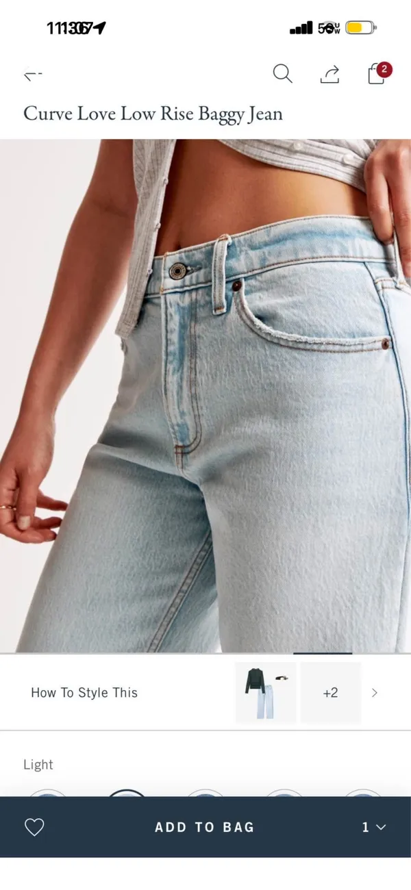 Abercrombie & Fitch Curve Love Low Rise Baggy Jeans Light - Image 6