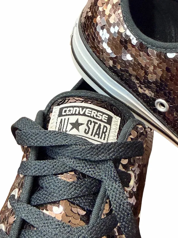 Converse Chuck Taylor All Star Sequin Sneakers Women’s 8 Gunmetal Black - Image 6