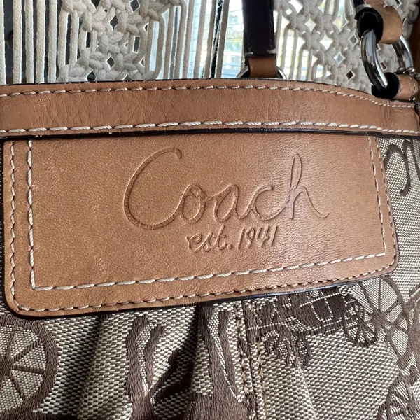 VINTAGE Coach Horse & Carriage brown canvas and leather trim tote bag - Image 2