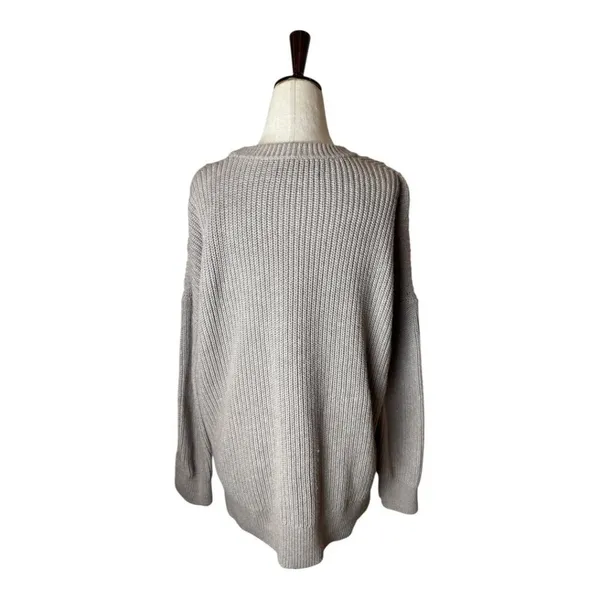 AllSaints Sweater Women XS Tan Crew Neck Cotton‎ Knit Aria Laced Short Jumper - Image 3