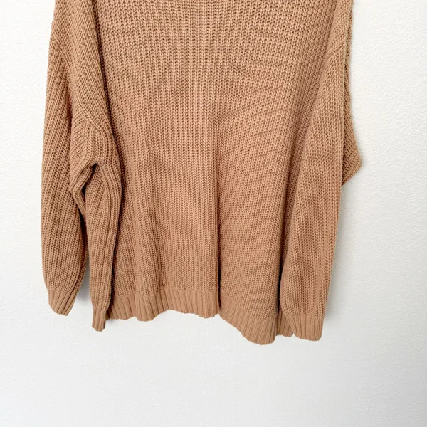 [American Eagle] Tan Oversized Boxy Turtleneck Ribbed Knit Sweater Sz Large L/XL - Image 6