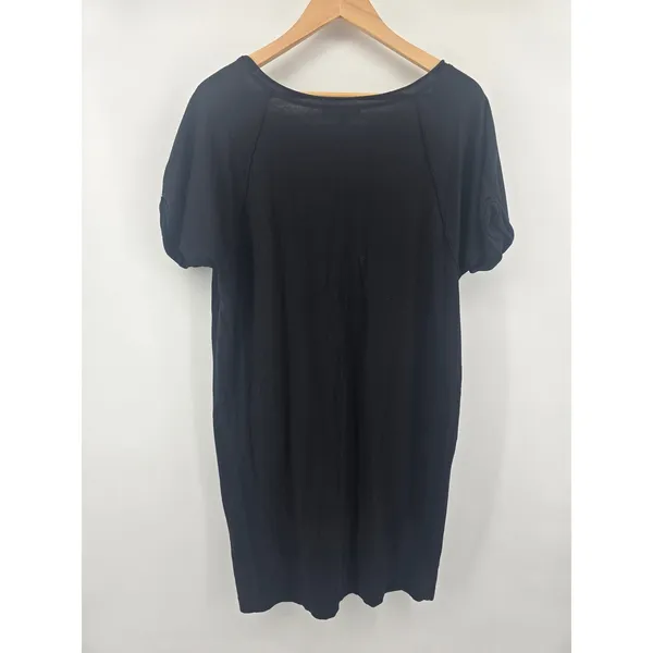 Michael Stars T-Shirt Dress Womens S V-Neck Short‎ Sleeve Black Mini Tunic EUC - Image 3