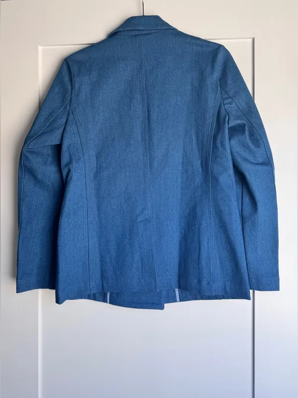 Sezane Christie Denim Blazer Baby Blue Double Breasted Jacket NWT US 4 FR 36 - Image 6