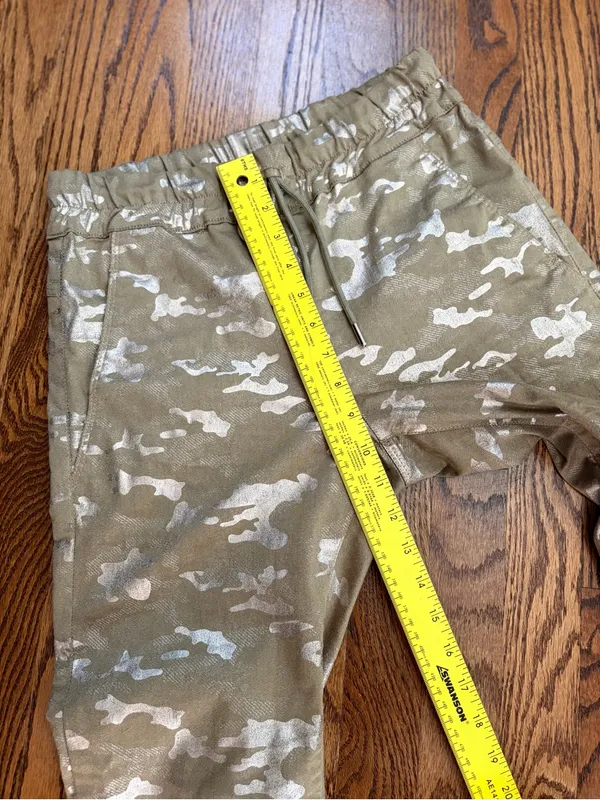 Bevy Flog Shely Beige Gold Metallic Camo Drawstring Pants Size 25 - Image 9