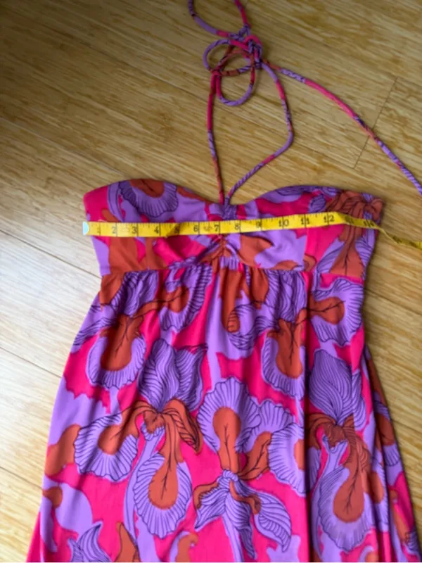 Tibi Iris Ikat Floral Padded Halter Maxi Dress Pink XS - Image 8