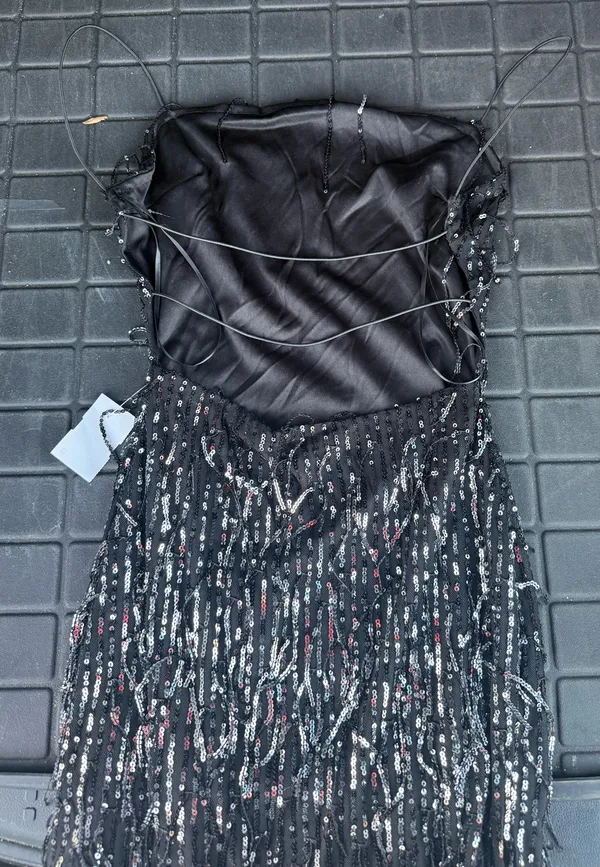 Edge Fringe Sequin Mini Dress - Image 3