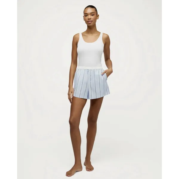 PETITE PLUME Women's Twill Sleep Shorts in Blue “Coastal Stripe” - Large - NWT - Image 4