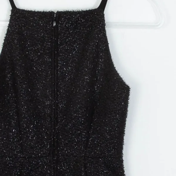 H&M Womens Sleeveless‎ Textured Midi Cocktail Dress Size 2 Black Sparkle Evening - Image 5