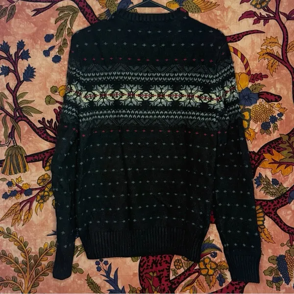 Black and Grey American Eagle Classic Winter Sweater - Image 2