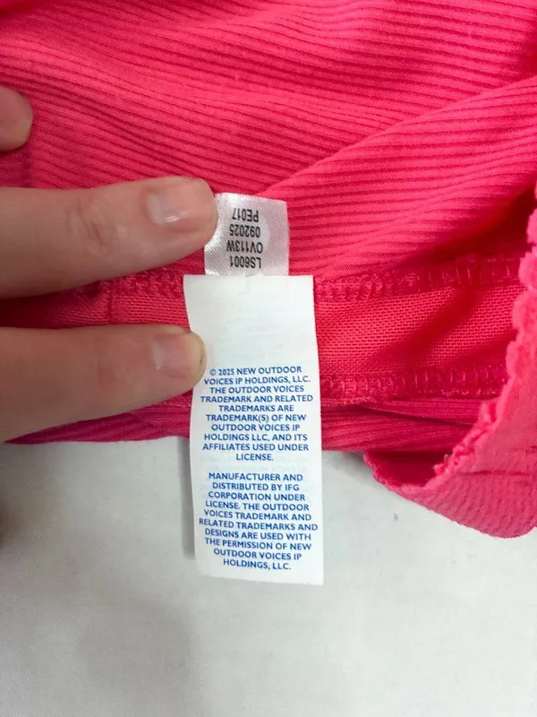 Outdoor Voices Ribbed Built-In Shelf Bra Crop Top - Petunia Pink - Size Large - Image 9