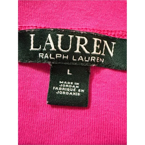 Lauren‎ Ralph Lauren Pink Boat Neck Elbow Sleeve Stretch Cotton Top Large - Image 2