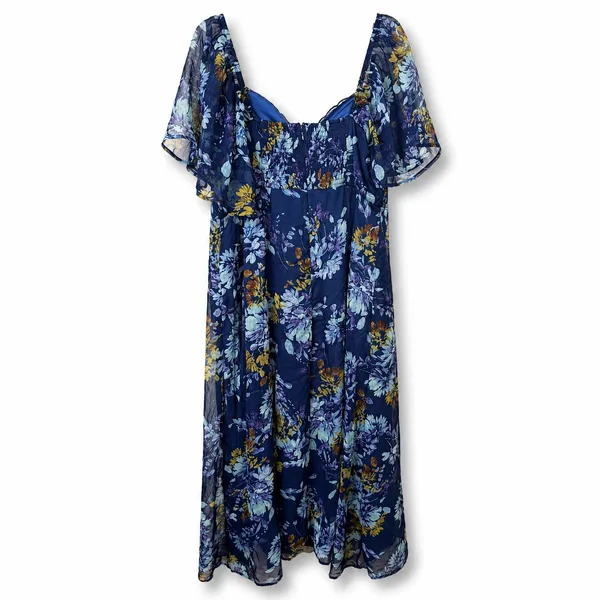 NEW Lulus Valla Navy Blue Sweet Floral Flutter Sleeve A-Line Midi Dress XXL - Image 8