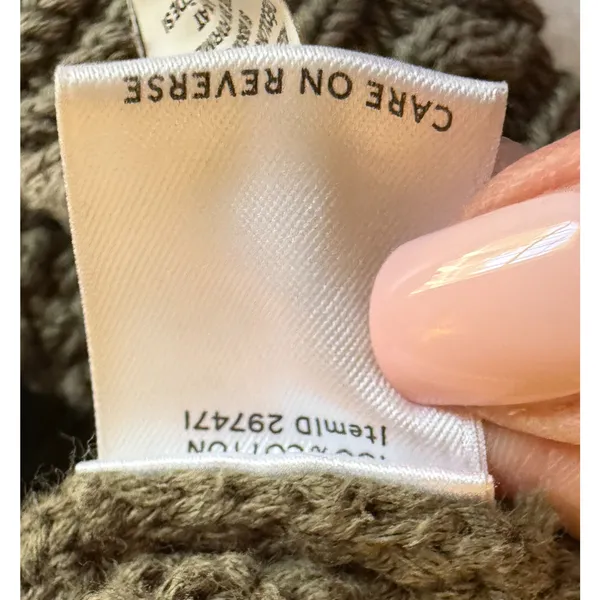 LL Bean Signature Sweater Womens Size L Green Cable Knit Fisherman 100% Cotton - Image 8