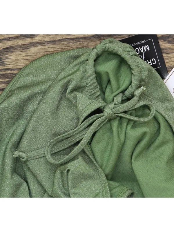 NWT Salt + Cove Lurex Open-Back Scoop-Neck One-Piece Swimsuit Olive Green XS - Image 8