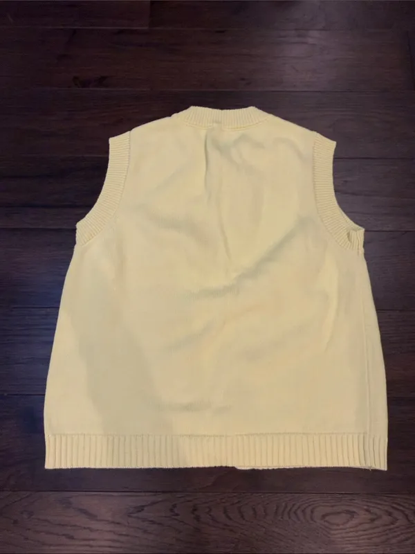 Yellow Sleeveless Button-Front Women's Sweater Vest Size Small - C31-054 - Image 5