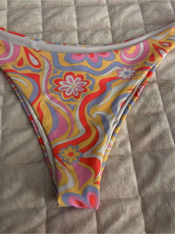 Women’s Floral Swirl Bikini Bottom - Pink, Yellow & Red Size M/L - Image 3