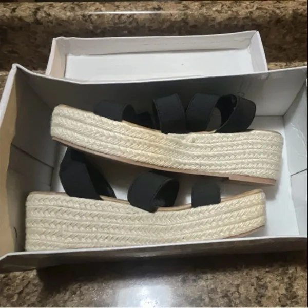 SHEIN Black Elastic Strap Espadrille Platform Sandals - Image 6