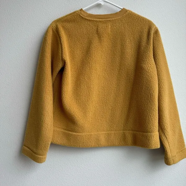 EVERLANE ReNew Oversized Plush Fleece Sweatshirt Teddy Crewneck Mustard Size XS - Image 5