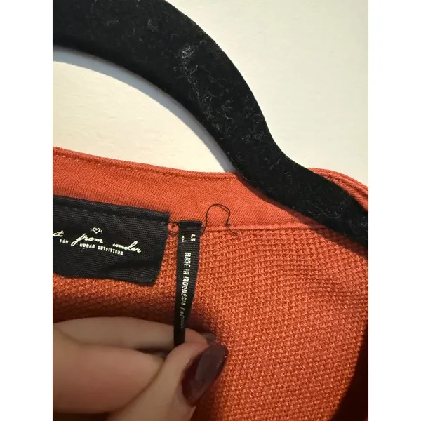 Out From Under Urban Outfitters Waffle Knit Cropped Henley Top Rust Orange L - Image 3
