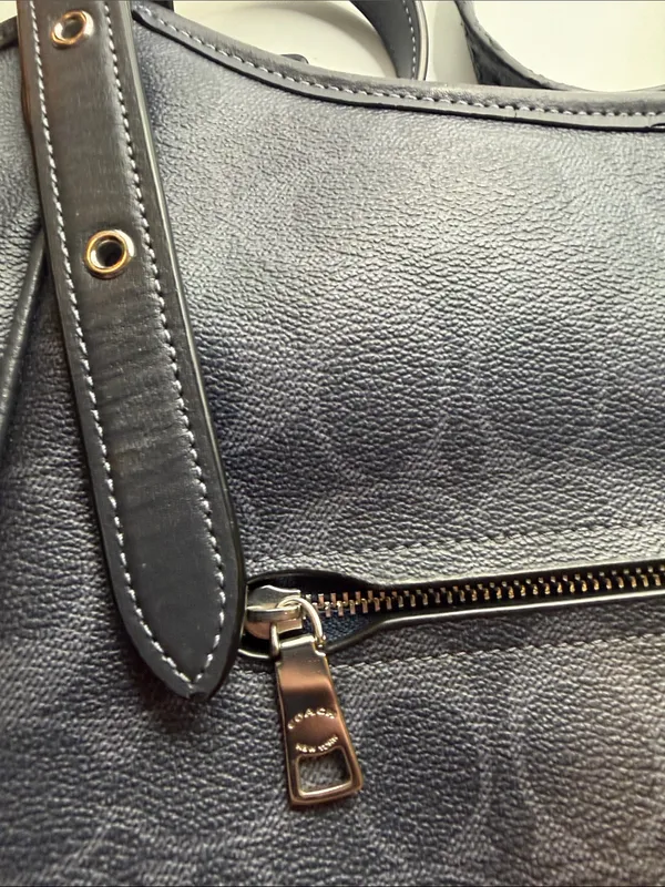 Coach Black Meadow Shoulder Bag in Signature Canvas Dual Straps Brown Interior - Image 7