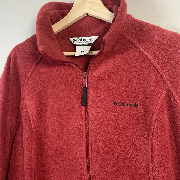 Columbia Jacket Women's‎ XL Red Pink Full Zip Fleece Pullover Jacket - Image 2
