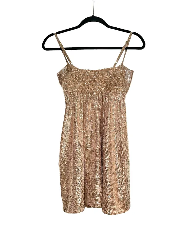 Show Me Your Mumu Best Bow Gold Dress Sleeveless Babydoll Mini Dress SMALL - Image 6