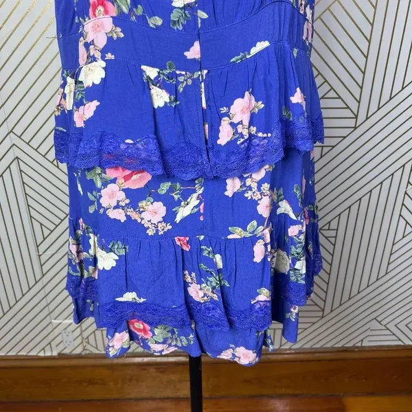 Lovers + Friends Teresa Floral Ruffle Mini Dress in Feeling Blue Size‎ US XL - Image 11