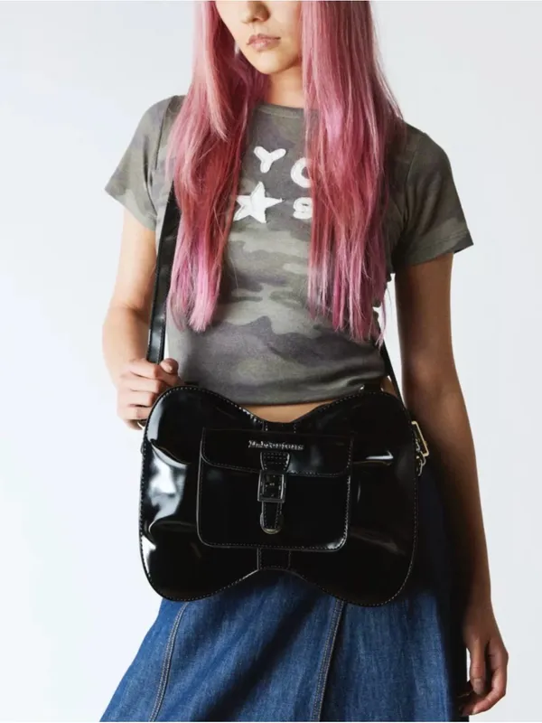 Dr. Martens NWT Vegan Bow Bag Black Goth Punk Y2K Backpack Crossbody Grunge - Image 12