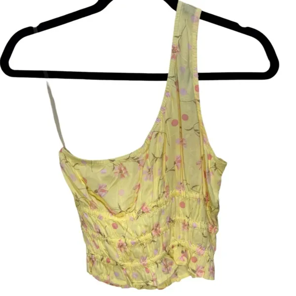 bp Floral One Shoulder Crop Top - Yellow Lemonade Size S - Image 5