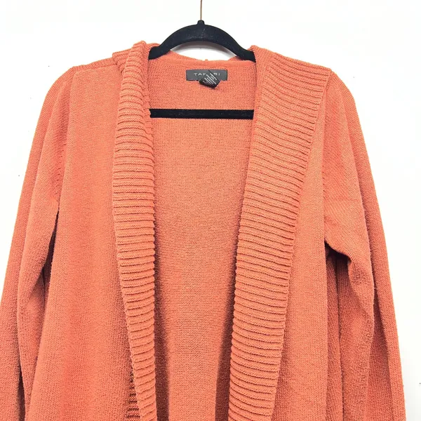 Tahari Open Front Hooded Duster Knit Cardigan Womens 1X Work Travel Outdoor - Image 3