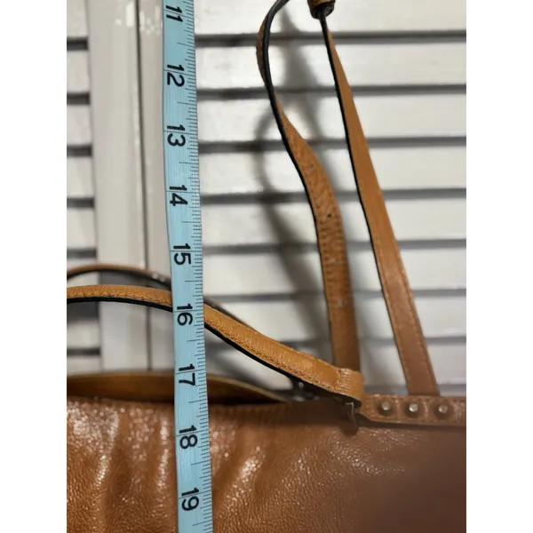 C & C California Leather Bag‎ Satchel Camel Double Strap Zip Brown - Image 3