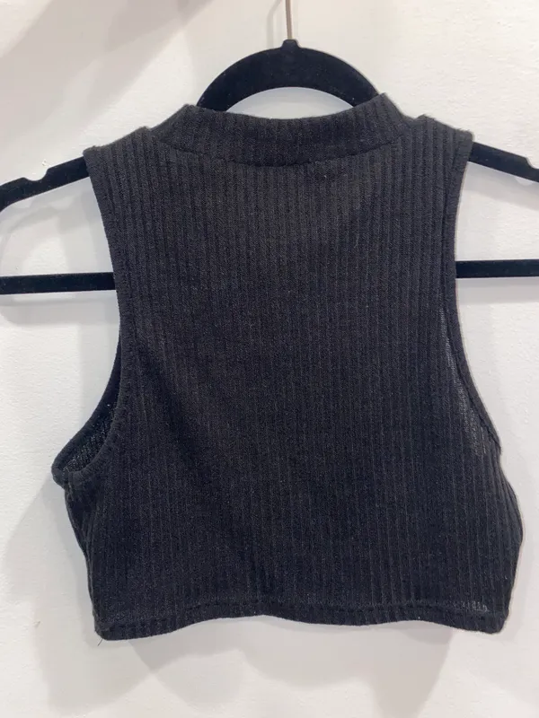 Amazon Black Cropped Mock Neck Tank Top - Image 2