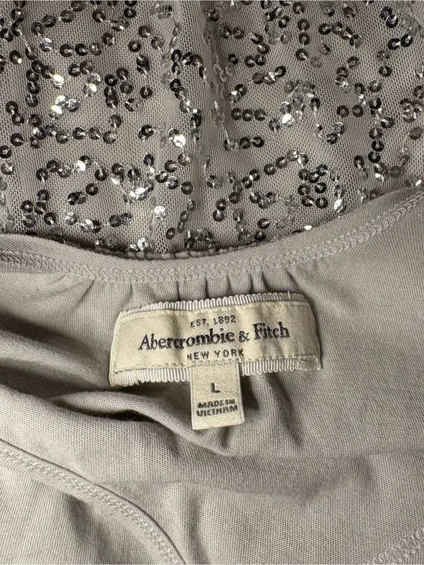 Abercrombie & Fitch Silver Sequin Mini Dress Size L - Image 6