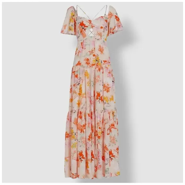 NEW Tanya Taylor Floral Silk Maxi Dress Pink - Image 3