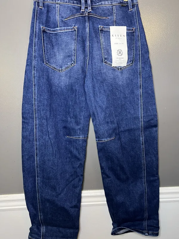RISEN Tapered Jeans Womens 11/30 Blue Dark Wash High Rise Relaxed Stretch Denim - Image 6