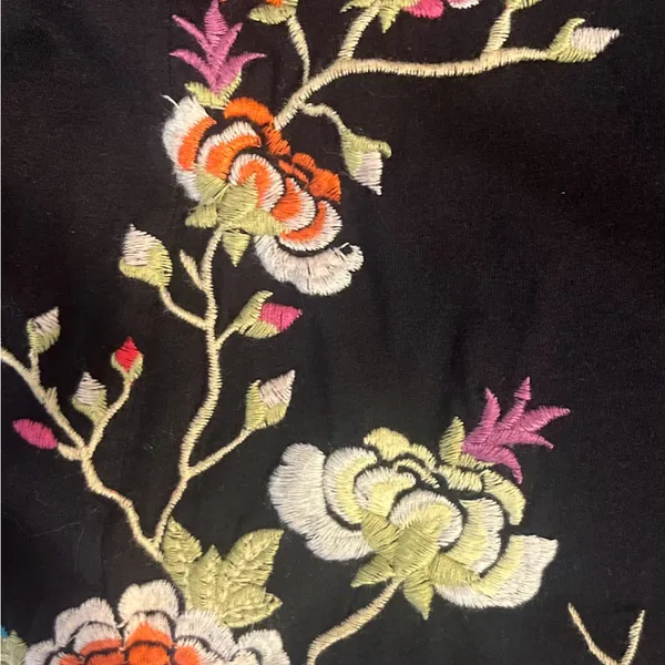 Johnny Was Embroidered Floral Black 100% Cotton Tunic Dress Scoop Neck Large - Image 8