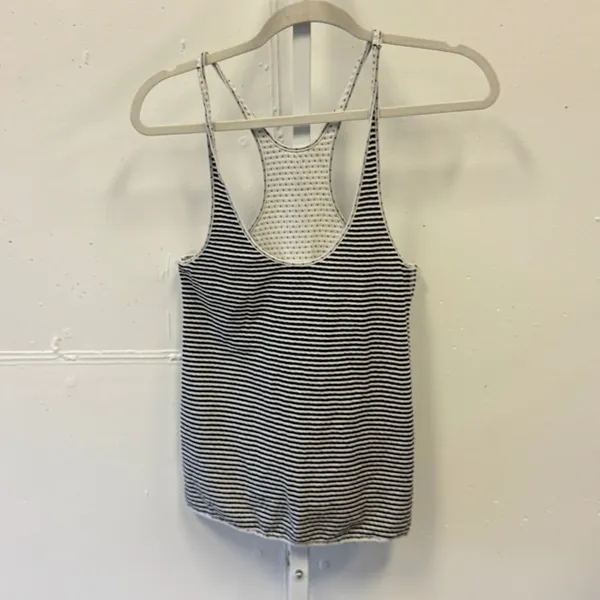 Play by Charlotte Ronson Reversible Racerback Jersey Tank Top Stripe Polka Dot S - Image 2