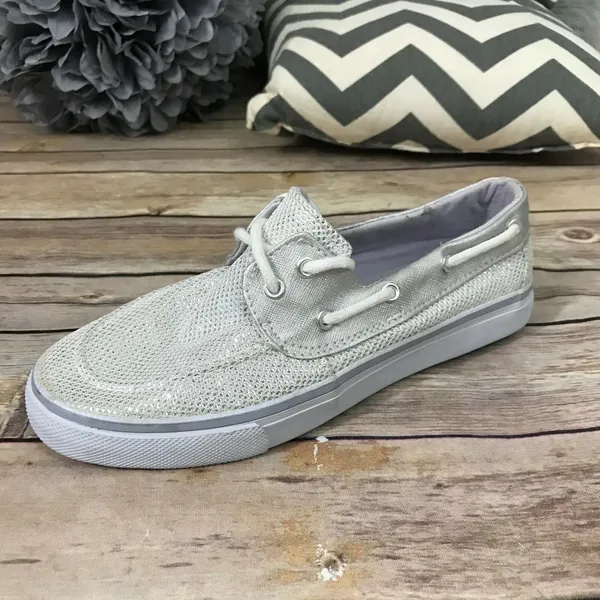 Austin Trading Co Womens Shoes Size‎ 5 Silver Top Siders Boat Sparkly NEW - Image 2