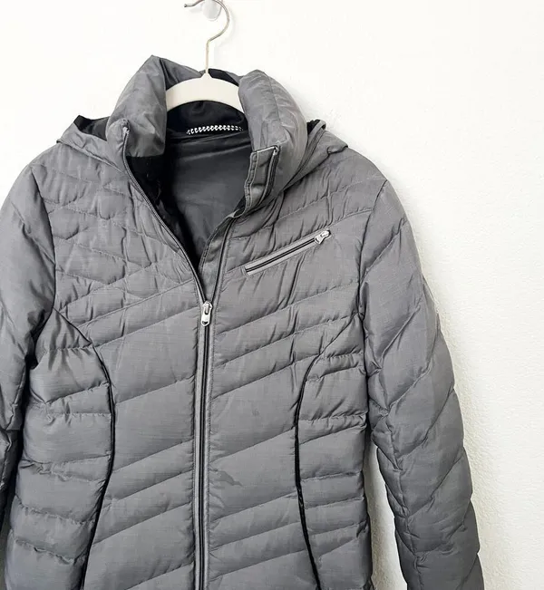[Spyder] Gray Timeless Long Down Filled Hooded Puffer Jacket Winter Coat Small S - Image 5
