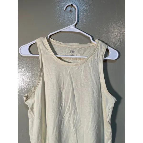 Gap Women's Sz Small Tank Top Crewneck Soft Pale Butter Yellow Semi-Sheer Cotton - Image 2