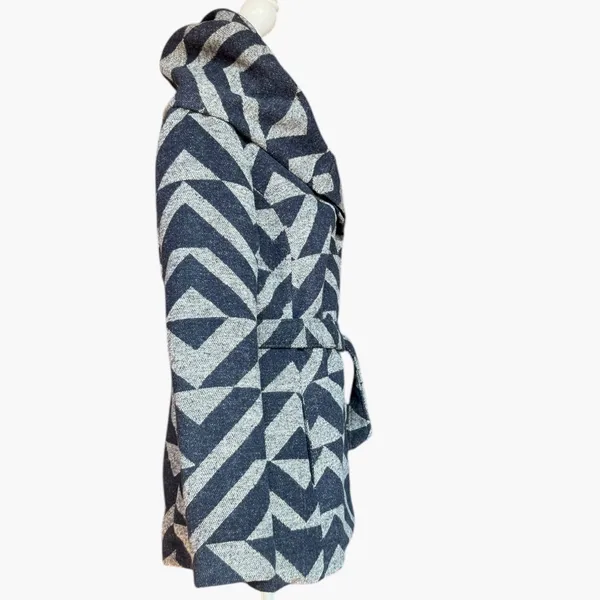 Mossimo Supply Co. Two Tone Geometric‎ Wrap Pea Coat With Oversized Collar Sz M - Image 7