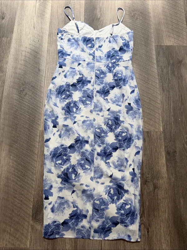 Blue Floral Midi Slip Dress - Image 6
