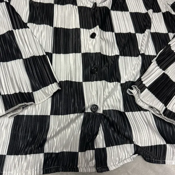 Dressed in Lala Black White Checkered Top Sz Large - Image 5