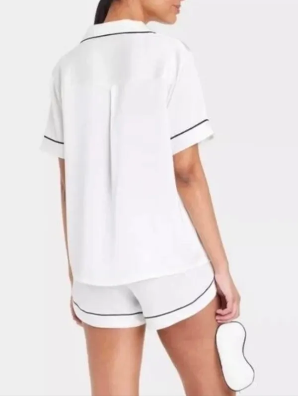 New Women's White Button-Front Short Pajama Set Size Xs/S - Image 2
