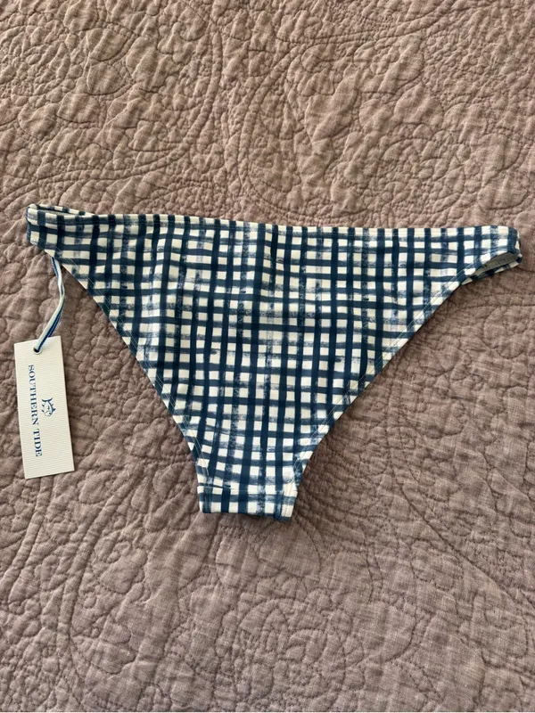 Southern Tide Seven Seas Blue/White Painted Gingham Bikini Bottoms - Image 5