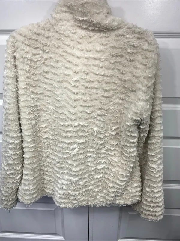 Patagonia Women Cream High Pile Fleece Jacket Asymmetric Collar Pelage Medium - Image 6