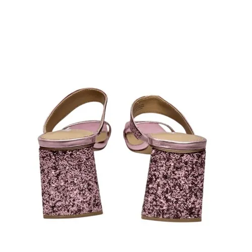 Abound‎ Mules Pink Glitter Block Heel Slide Sandals Square Toe Size 5 - Image 6